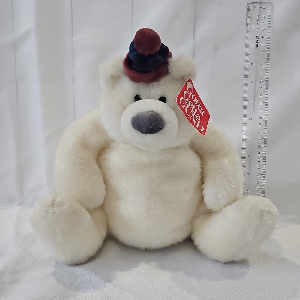 Gund Vintage Yuri Polar Bear 8817 Teddy with Winter Hat NWT